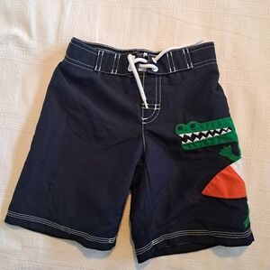 Gymboree boys size 4T Alligator swim trunks Navy, green, orange & white